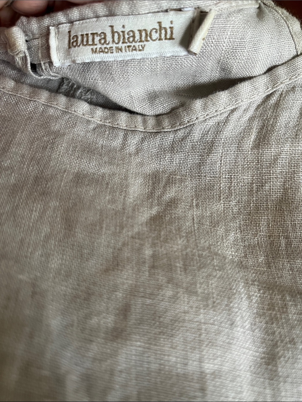 Lightweight Sleeveless 100 % Linen Maxi dress - beige/neutral - made in Italy - Picture 7 of 8